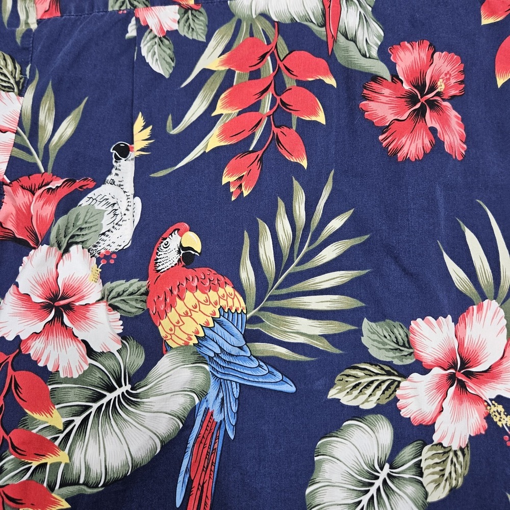 Vintage Hawaiian Shirt Birds Flowers Made in Hawaii Large See Measurements - Picture 6 of 8